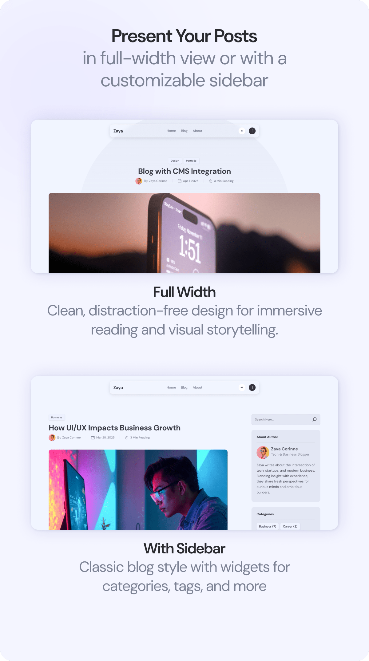 Zaya - Modern Personal Blog Wordpress Theme